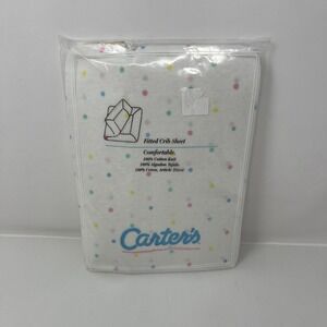 Vintage Carter's Fitted Crib Sheet 100% Cotton Knit Pastel Polka Dots Sealed NEW